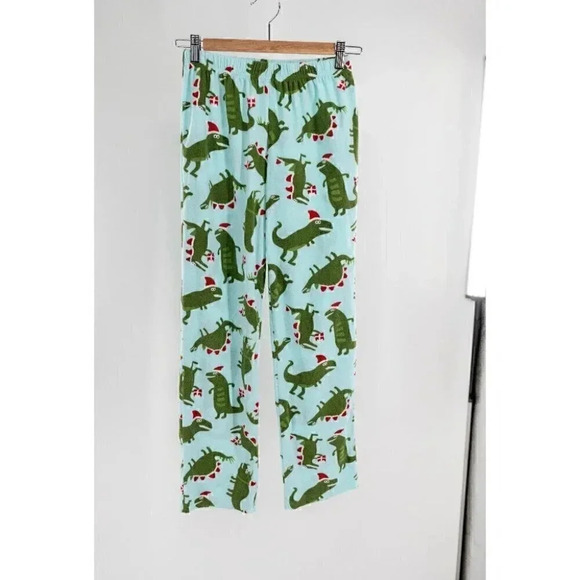 Gymboree 2 pc Christmas Dinosaur fleece PJ's Green  & Red | XL (14) - Picture 3 of 5